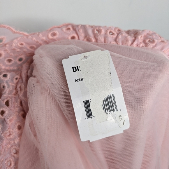 NWT Poppies & Roses Pink Tulle Eyelet Lace Tie Back Dress M - Picture 8 of 9